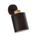 BRILLIANT Lampe, Vonnie Wandspot schwarz/holzfarbend, Metall/Holz/Textil, 1x A60, E27, 25W,Normallampen (nicht enthalten)