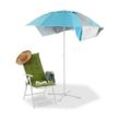 relaxdays Sonnenschirm Strandmuschel rund, blau Ø 180,0 cm