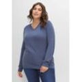 Pullover aus Feinstrick mit V-Ausschnitt, indigo, Gr.40/42