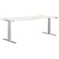 Schäfer Shop Genius Schreibtisch MODENA FLEX, elektrisch höhenverstellbar, Freiform, Ansatz links, B 1800 mm, weiß/weißalu