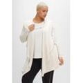 Longstrickjacke mit Kapuze, in offener Zipfelform, offwhite, Gr.52/54