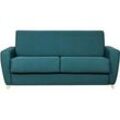 Skandinavische Schlafcouch in Entenblau mit Matratze 18 cm GRAHAM