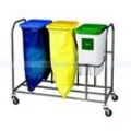 Novocal NWE2031 Kombisammler 3fach 1 Behälter Abfallwagen Wertstoffsammler, 1 Behälter und 1 Aufkleber, 2xEinspannring