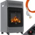 KESSER® Gasheizer Gasheizofen Heizstrahler 3,4 kW Gas Kamin inkl. Gasdruckregler & Gasschlauch 2 Heizstufen Infrarot 3400W Gasheizstrahler Gasheizung Butan- oder Propangasflaschen bis 11kg Schwarz