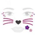 Face-Art-Tattoo "Katze", pink/lila