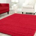 Shaggy Teppich Farbe Hochflor Langflor Teppiche Modern Uni Farben ,Rot, 80x150 cm