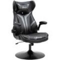 Vinsetto - Gaming Stuhl ergonomischer Computerstuhl mit Wippfunktion Drehstuhl höhenverstellbar Stahl Schwarz+Grau 67 x 70 x 106-112 cm