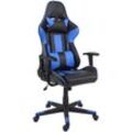 Bürostuhl HHG 540, Schreibtischstuhl Gamingstuhl Chefsessel Drehstuhl, Kunstleder schwarz/blau