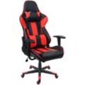 Bürostuhl HHG 540, Schreibtischstuhl Gamingstuhl Chefsessel Drehstuhl, Kunstleder schwarz/rot