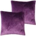 Dekokissen Kuschel Celina 2er Pack, in der Größe 50 x 50cm - Violett - Kissenbezug mit Reißverschluss - Violett