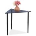 Beistelltisch, Couchtisch dreieckig, hbt 41x50x50 cm, Glas & Stahl, Wohnzimmer, Sofatisch modern, grau-schwarz - Relaxdays