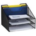 Relaxdays - Dokumentenablage, Tischorganizer mit 5 Fächern, Metall, Dokumentenhalter & Briefablage, 24x32x29 cm, schwarz
