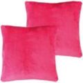 Dekokissen Kuschel Celina 2er Pack, in der Größe 50 x 50cm - Pink - Kissenbezug mit Reißverschluss