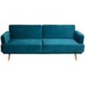 Schlafsofa Jack blau aus Samt 3-Sitzer Atmosphera Créateur D'intérieur