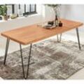 Massiver Esstisch harlem Akazie Massiv Holz, Esszimmertisch Massivholz mit Design Metall Beinen, Holztisch Tisch Esszimmer, Küchentisch - Finebuy