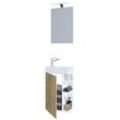 VCM 3-tlg Set Waschplatz für Gäste WC Gästebad Waschtisch mit Spiegel Badezimmer Set – Lumia
