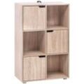 Bücherregal Bücherschrank Standregal Aufbewahrungregal Raumteiler Büroregal Aktenschrank, mit 3 Türen, 6 Fächer, 29 x 91 x 59,6 cm, Eiche - Woltu