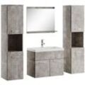 Badezimmer Badmöbel-Set Montreal xl 60cm Waschbecken Beton Grau - Unterschrank Hochschrank Waschtisch Möbel