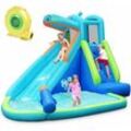 GOPLUS Hüpfburg mit Wasserrutsche, 3 Verschiedene Varianten, Aufstellpool aus Oxford-Material, mit PVC-Beschichtung, Spielburg für Kinder über 3