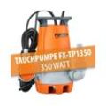 Fuxtec - Teichpumpe Schmutzwasserpumpe Tauchpumpe 350 Watt, max. 7500 l/h, max. 7 m Förderhöhe, Fremdkörper bis 20 mm, stufenloser Schwimmerschalter