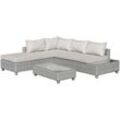 Outsunny - 3-tlg. Polyrattan Gartenmöbel Set Gartengarnitur Garten-Set Sitzgruppe Loungeset Loungemöbel mit Beistelltisch Kissen Grau+Beige