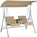 Hollywoodschaukel Gartenschaukel Schaukel 2-Sitzer mit Sonnendach Beige 175 x 112 x 165 cm - Beige - Outsunny