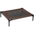 PawHut Hundebett Hundeliege Outdoor Katzenbett Haustierbett Schlafplatz Stahl 600D Oxford-Gewebe Braun 76 x 61 x 18 cm