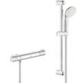 Grohe Grohtherm 800 Thermostat Brausearmatur 1/2"+ Komplettes Brauseset 2 Düsen Tempesta 100, Chrom (34561000-Tempesta)