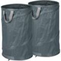 Relaxdays - Laubsack selbstaufstellend, 2er Set, 120 l, Pop Up Gartensack mit 3 Griffen, UV-beständig, wasserdicht, grau