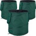 Relaxdays - Laubsack selbstaufstellend, 3er-Set, Gartenabfallsack Pop-Up, 85L, Gartensack selbststehend, ∅: 46 cm, grün