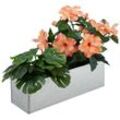 Blumenkasten für innen, Blumentöpfe & Kräuter, rechteckig, Metall, hbt: 13,5x40x12,5 cm, Blumenkiste, silber - Relaxdays