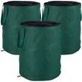 Relaxdays - Laubsack selbstaufstellend, 3er-Set, Gartenabfallsack Pop-Up, 160 l, Gartensack selbststehend, ∅: 55 cm, grün