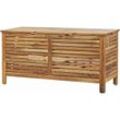 Beliani - Auflagenbox Akazienholz Hellbraun 130 x 64 x 48 cm geölte Oberfläche Truhe für Terrasse, Garten, Balkon Landhausstil Outdoor Möbel