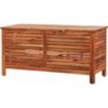 Auflagenbox Akazienholz Dunkelbraun 130 x 64 x 48 cm geölte Oberfläche Truhe für Terrasse, Garten, Balkon Landhausstil Outdoor Möbel