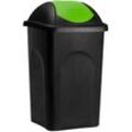 Stefanplast - Mülleimer mit Schwingdeckel 60L Abfalleimer Geruchsarm Küche Bad Biomüll Gelber Sack Kunststoff Mülltrennung schwarz/grün