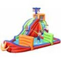 Costway - 6 in 1 Hüpfburg mit Rutsche, Aufblasbare Wasserrutsche Spielpool Springburg, Hüpfschloss Outdoor Bouncer Planschbecken für Kinder, 460 x