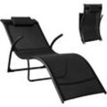 Sobuy - OGS45-SCH Sonnenliege klappbar Gartenliege Relaxstuhl Liegestuhl mit Kopfkissen Klappliege Schwarz Belastbarkeit 150 kg bht ca: 60x69x173cm