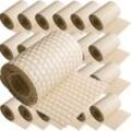 25 x Poly-Rattan Sichtschutzstreifen 19x255 cm Creme für Doppelstabzaun Doppelstab Matten Flechtzaun