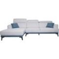 HHG - Sofa 520, Couch Ecksofa L-Form 3-Sitzer, Liegefläche Nosagfederung Taschenfederkern verstellbar 277cm links, hellgrau