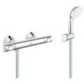 Precision Flow Set aus Thermostat-Brausemischer + 2-strahlige Handbrause + verstellbarer Wandhalter + 1750mm Schlauch, Chrom - Grohe