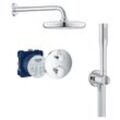 Grohtherm Unterputz Brausegarnitur mit Thermostat, Kopfbrause 210 mm + Handbrause mit Wandhalterung, Chrom - Grohe