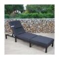 Poly-Rattan Sonnenliege MCW-A51, Relaxliege Gartenliege Liege ~ Premium anthrazit, Kissen grau