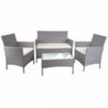 Poly-Rattan Garten-Garnitur MCW-D82, Sitzgruppe Lounge-Set ~ grau mit Kissen creme