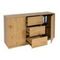 Sideboard MCW-J78, Kommode Schrank Highboard Schublade, MDF Soft-Close 86x160x40cm ~ Eiche-Optik