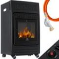 KESSER® Gasheizer Gasheizofen Heizstrahler 3,4 kW Gas Kamin inkl. Gasdruckregler & Gasschlauch 2 Heizstufen Infrarot 3400W Gasheizstrahler Gasheizung Butan- oder Propangasflaschen bis 11kg Schwarz