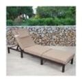 Poly-Rattan Sonnenliege MCW-A51, Relaxliege Gartenliege Liege ~ Premium braun, Kissen creme