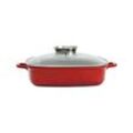 SSW Crispy Induction Schmorbräter mit Aroma-Glasdeckel, Aluminium, 4l, Rot