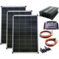 Set 3x100W Poly Solar Modul 20A Laderegler gelb Spannungswandler NM1500 1500W mod Kabel Stecker