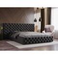 Chesterfield Bett 160x200 Madera - Elegantes Bett mit Lattenrost - Schwarz (Amor 4322) - Schwarz - Graingold