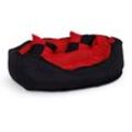 Lionto 4-in-1 Hundebett, Hundekissen, Hundekörbchen mit Wendekissen, schwarz/rot, Größe s